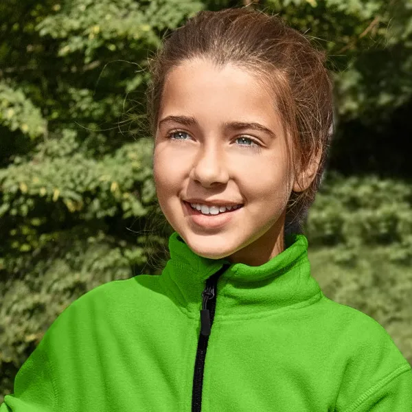 Contrasterend fleecejack voor kinderen - Verhoogde kraag ter bescherming tegen kou in de nek