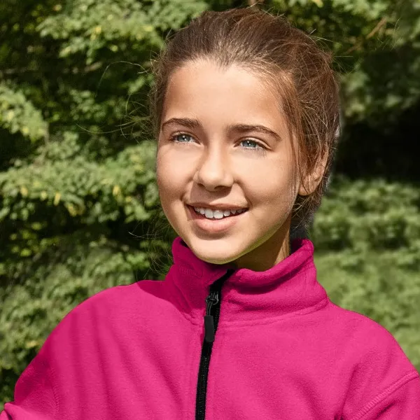 Contrasterend fleecejack voor kinderen - Verhoogde kraag ter bescherming tegen kou in de nek