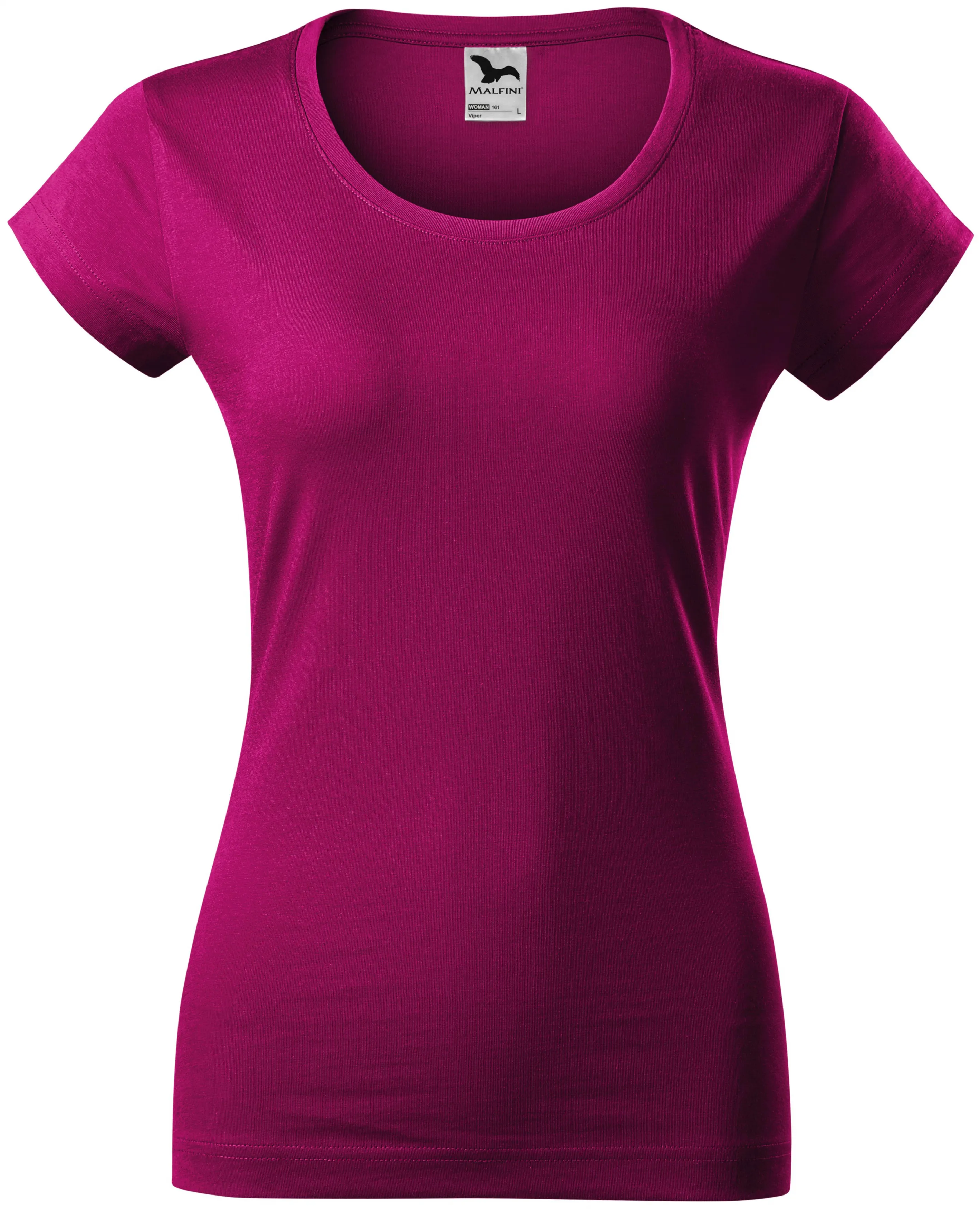 Dames slim fit T-shirt met ronde halslijn, fuchsia, S