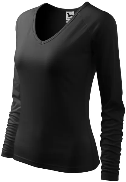 Dames nauwsluitend T-shirt, V-halslijn - Comfortabel dames T-shirt met lange mouwen
