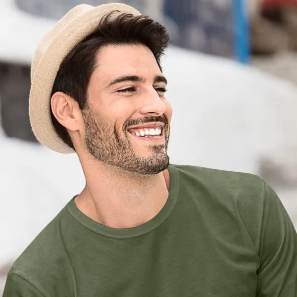 Heren T-shirt met lange mouwen - Klassieke ronde halslijn